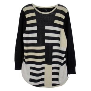 BYLYSE Metallic & Wool Knit Crew Neck Pullover Tunic Top Women’s Size Large